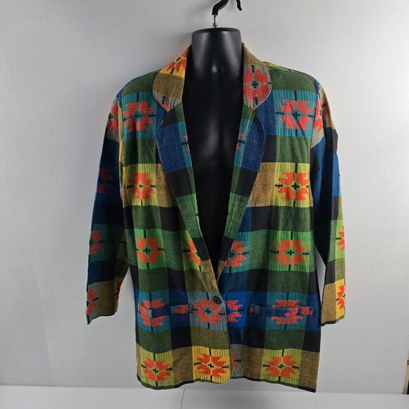 VTG Angelique NYC womens jacket L Aztec‎ Navajo tapestry Fair 4794 - Picture 1 of 10